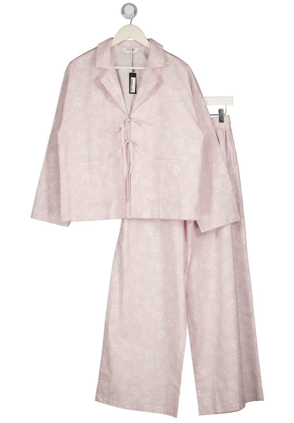LOUNGE UNDERWEAR 2-piece Pink Floral Cotton Pyjama Set UK S