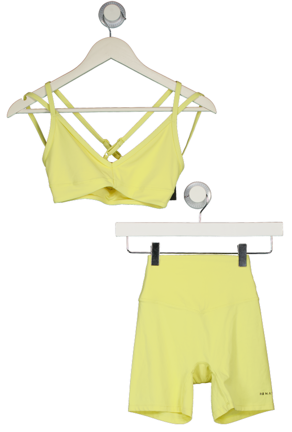 P.E Nation 2-piece Sports Bra And 5" Bike Shorts In Lemonade Yellow UK XS