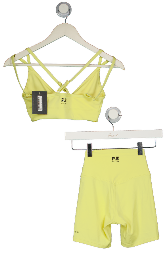 P.E Nation 2-piece Sports Bra And 5" Bike Shorts In Lemonade Yellow UK XS
