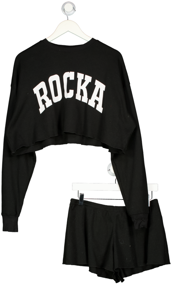 RU & ROCKA 2-piece Black Waffle Set UK S/M