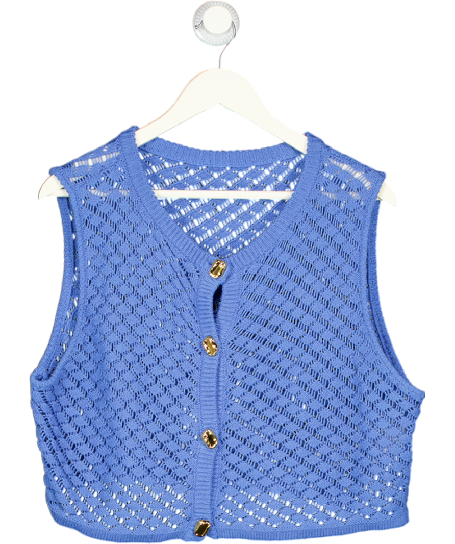 MESHKI Blue Crochet Knit Top UK XXXL