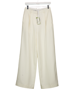 LILYSILK Natural White Silk-wool Tweed Blend Trousers UK 6