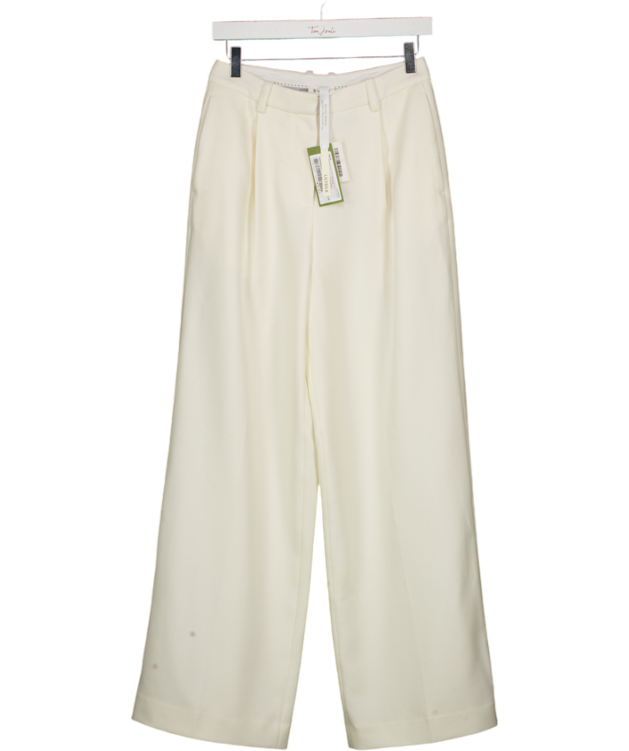 LILYSILK Natural White Silk-wool Tweed Blend Trousers UK 6