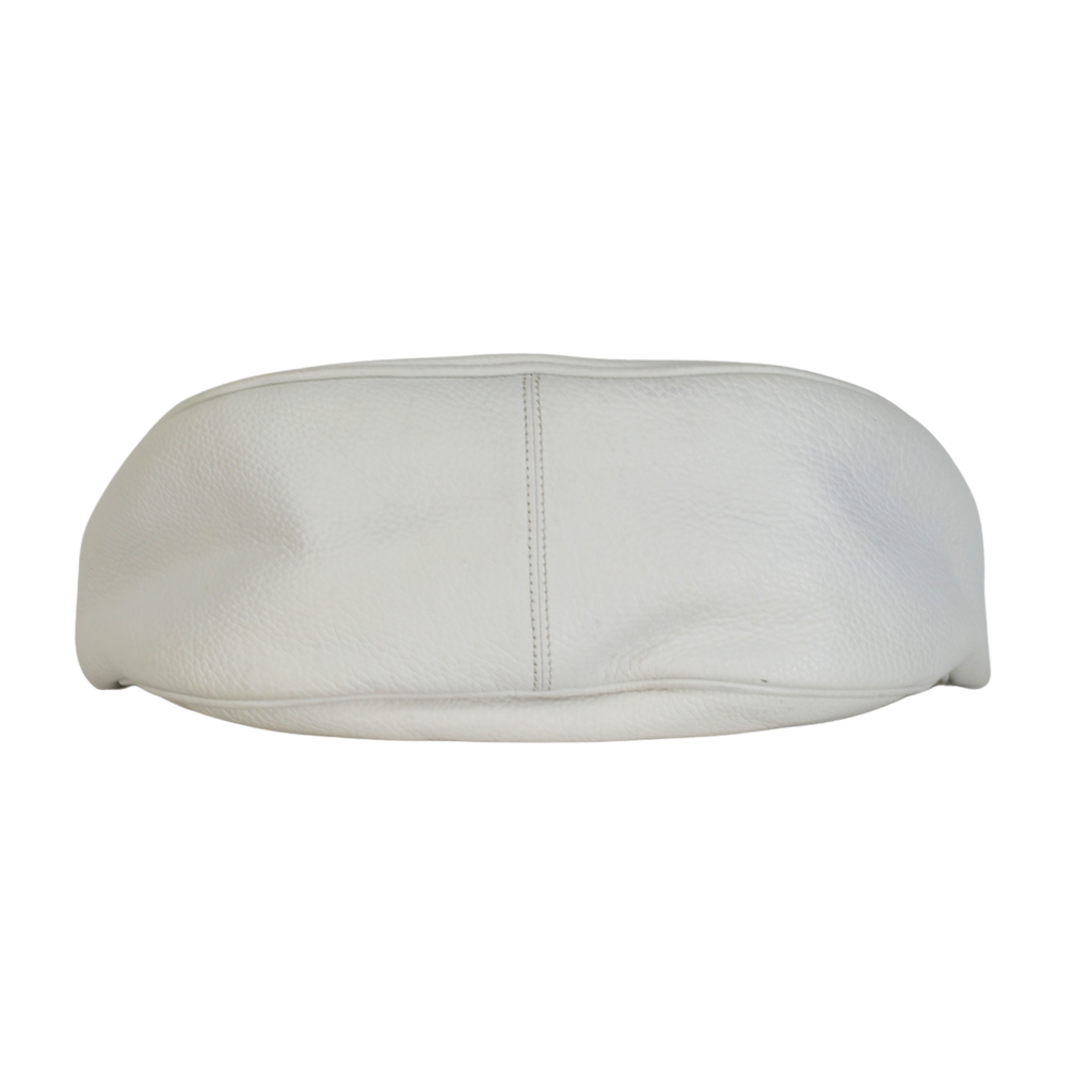 BY FAR Cush White Pebbled Leather Top Handle Bag