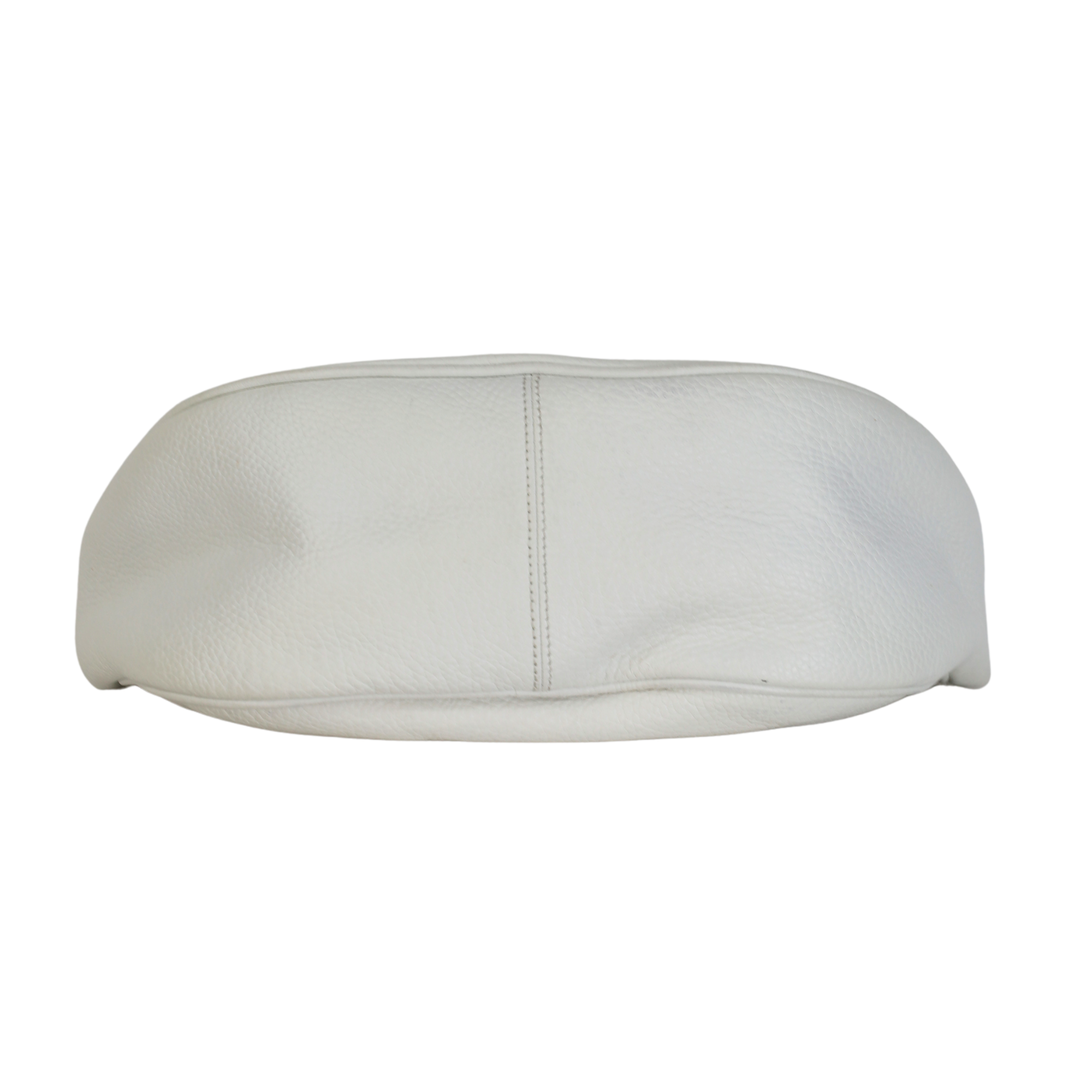 BY FAR Cush White Pebbled Leather Top Handle Bag