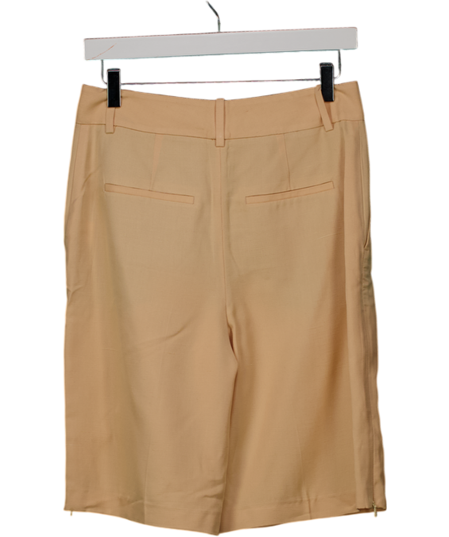 REISS Beige Lina Atelier Side-zip Tailored Shorts With Linen UK 8