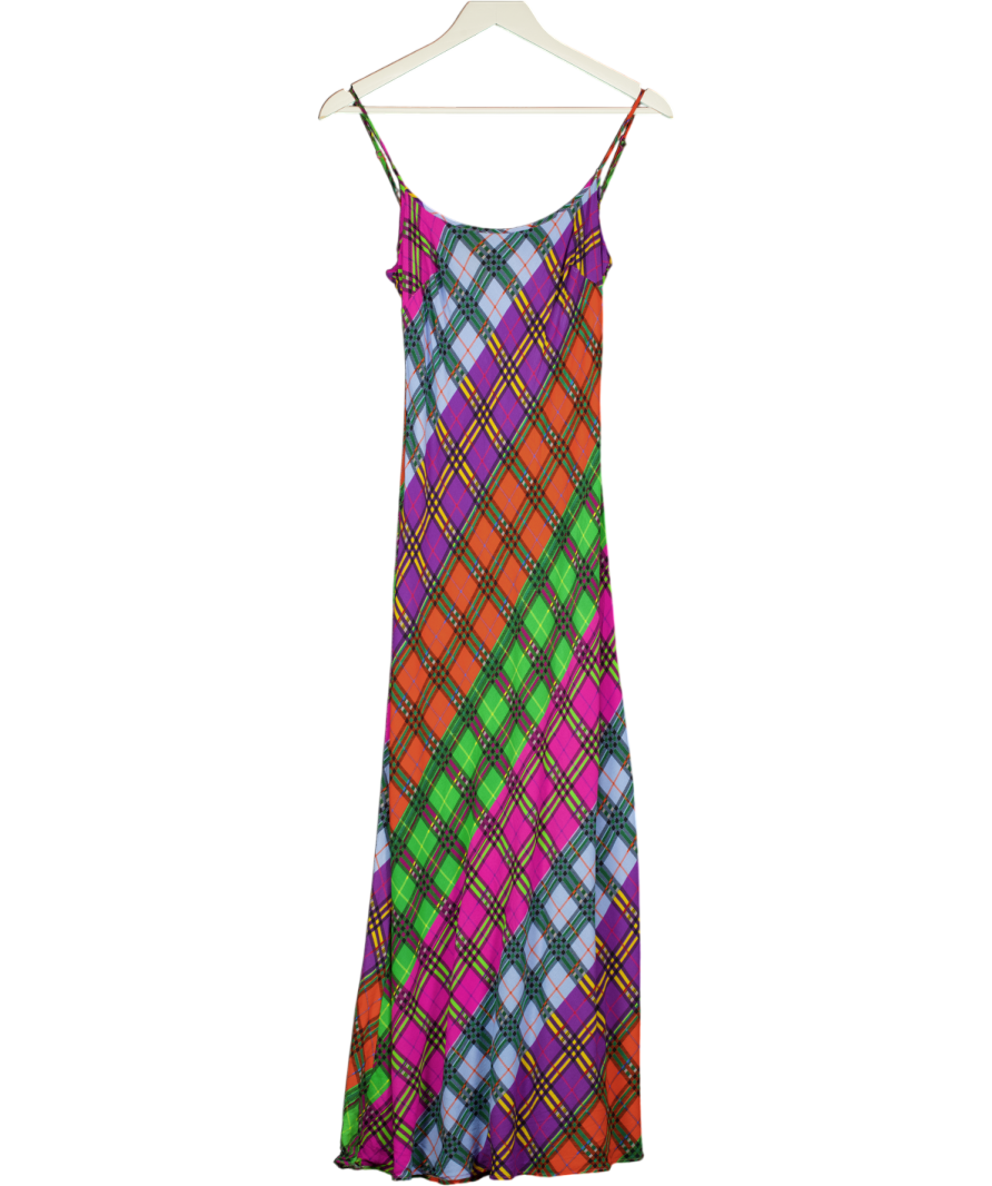 Rixo Multicoloured Holly Rainbow Check-print Dress UK S