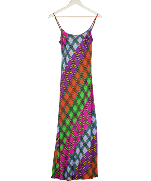 Rixo Multicoloured Holly Rainbow Check-print Dress UK S