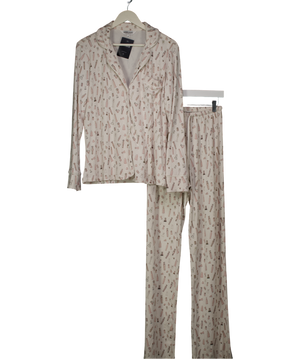 Odd Muse Cream Button Up Pyjama Set UK M