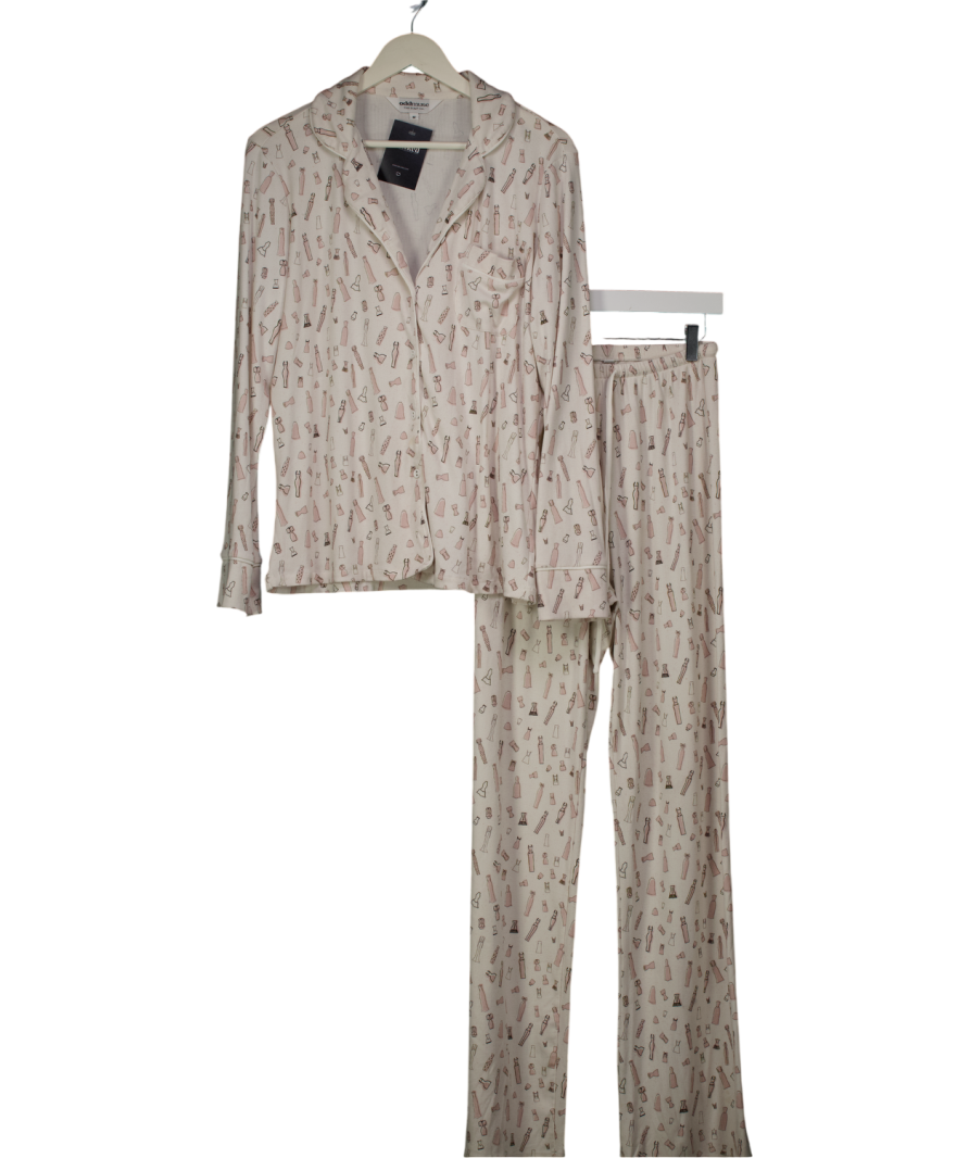 Odd Muse Cream Button Up Pyjama Set UK M