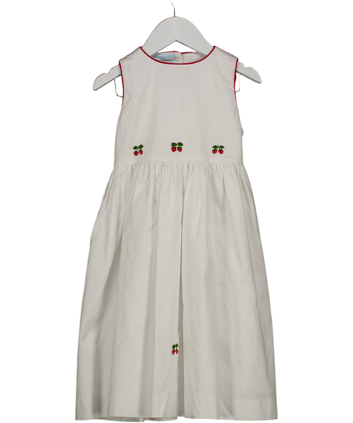 Annafie White Embroidered Strawberries Dress 4 Years