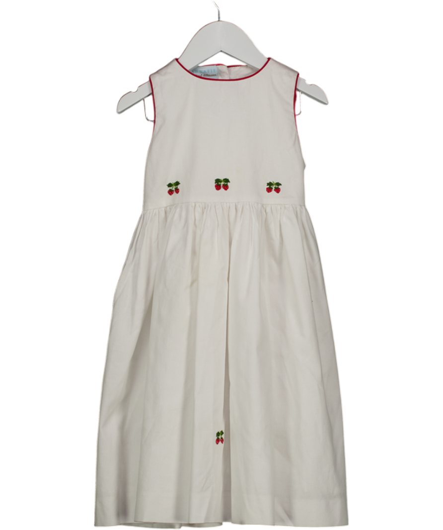 Annafie White Embroidered Strawberries Dress 4 Years
