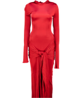 Helsa Red Slinky Jersey Sarong Maxi Dress UK S
