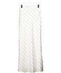 SNDYS. White Striped Satin Midi Slip Skirt UK XS