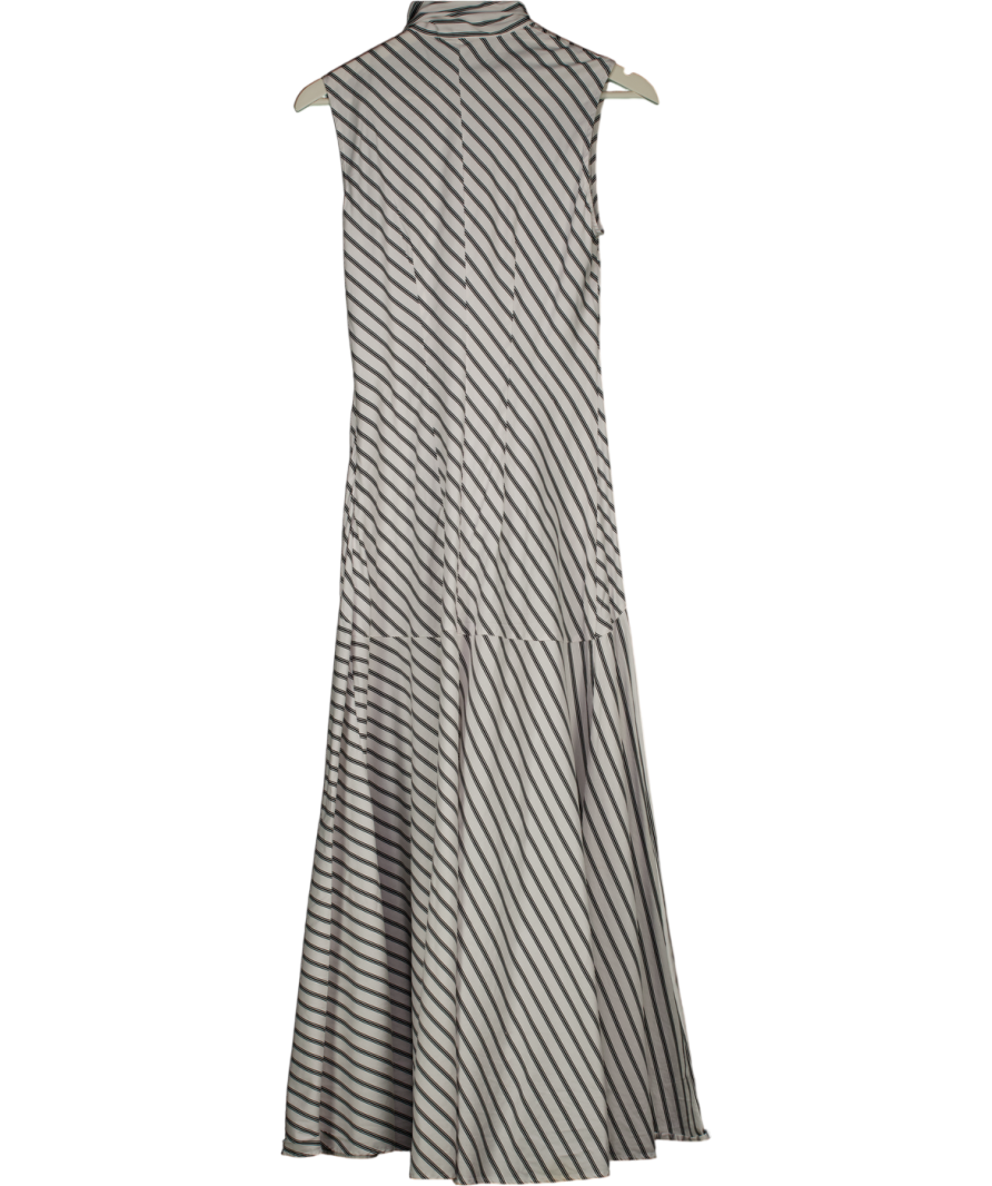 H&M White Striped Dropped Waist Maxi Dress UK XS