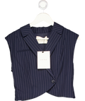 LOUNGE Navy Blue Pinstripe Crossover Waistcoat Top UK 10