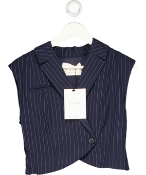 LOUNGE Navy Blue Pinstripe Crossover Waistcoat Top UK 10