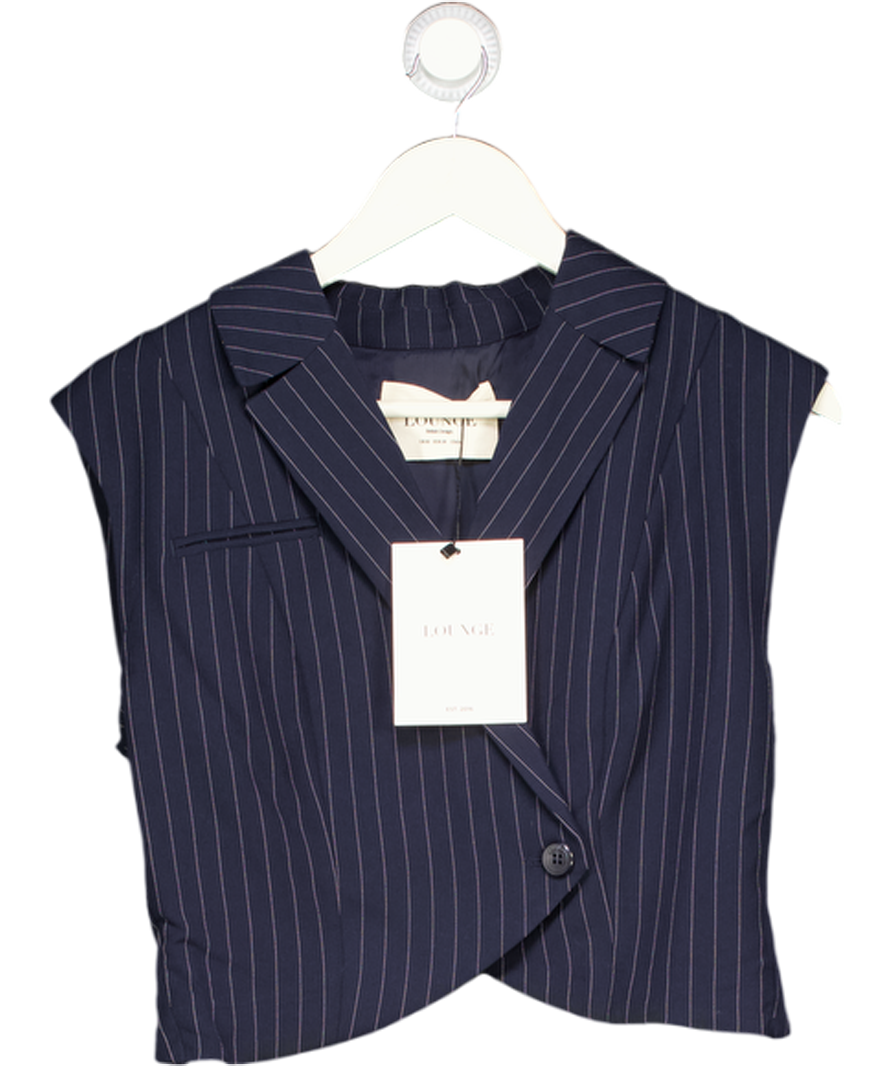 LOUNGE Navy Blue Pinstripe Crossover Waistcoat Top UK 10