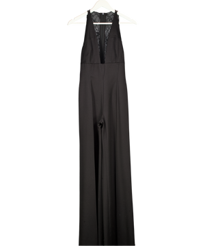 LA MANIA Lace Back Black Flared Jumpsuit UK 6