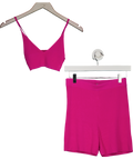 JACQUEMUS Pink Le Bandeau Pralu Knitted Bralette With Le Short Arancia Ribber Biker Shorts UK S