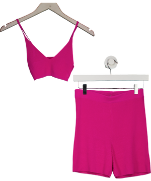 JACQUEMUS Pink Le Bandeau Pralu Knitted Bralette With Le Short Arancia Ribber Biker Shorts UK S