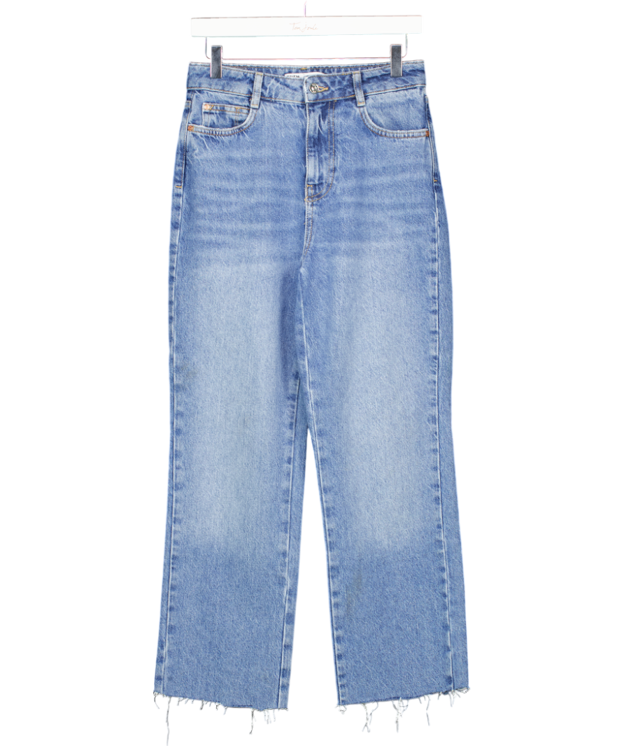 ZARA Mid Blue High Waisted Straight Leg Jeans UK 6