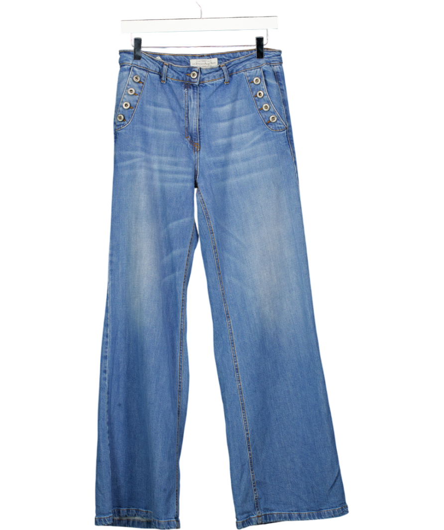 UN DIMANCHE A PARIS Blue Button Detail Wide Leg Jeans UK M