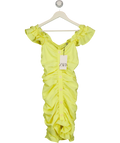 ZARA Yellow Ruched Ruffle Mini Dress Tag UK S