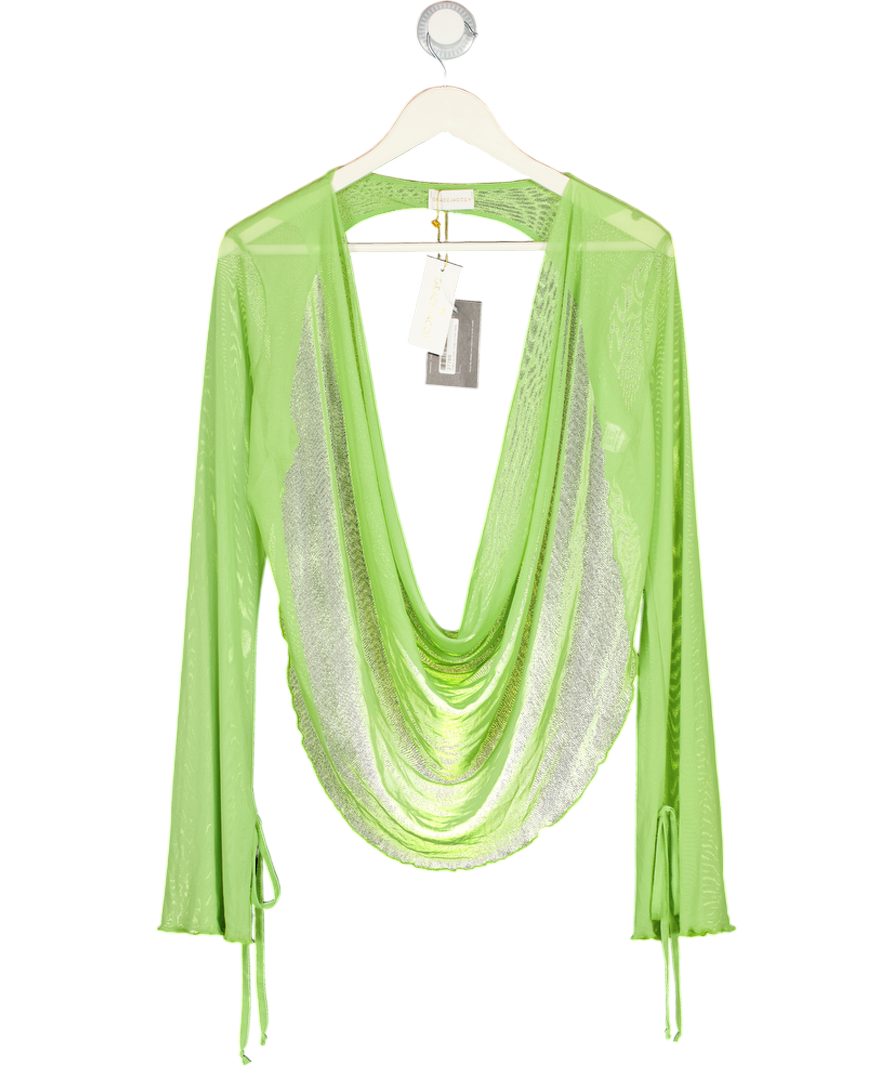 GRACE JACOB Tropic Shirt - Lime Green Mesh UK XS