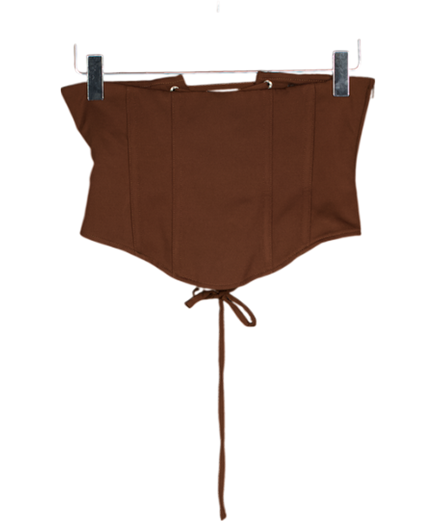 Mars the Label Brown Bandeau Satin Corset Top UK 8