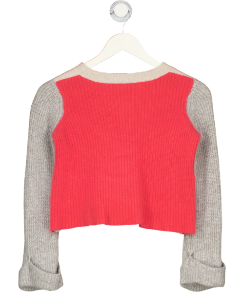 AUTUMN CASHMERE Beige Colour Block Cropped Jumper UK XS