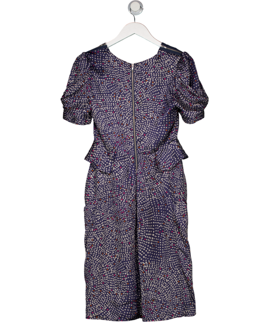 Whistles Blue 100% Silk Peplum Waist Midi Dress UK 8