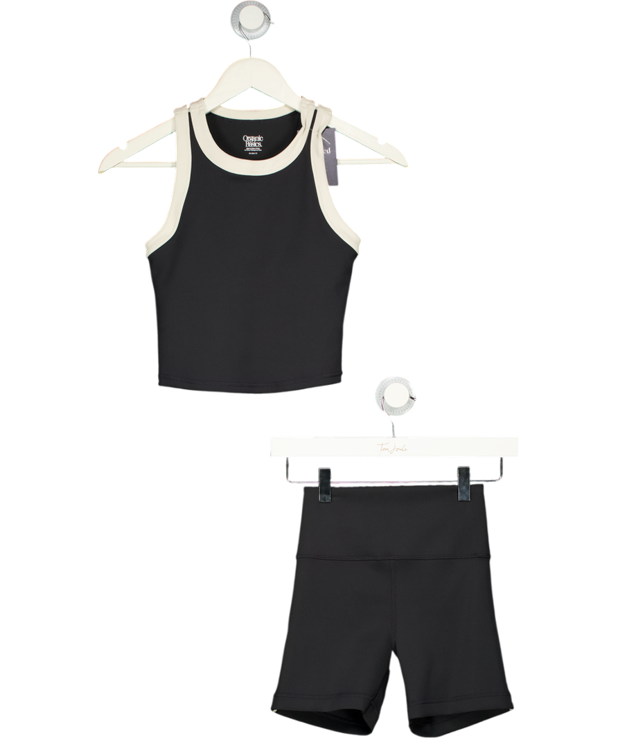 ORGANIC BASICS Black 2-piece Black/ Ivory Active Flow Bra And Bike Shorts Set UK XS