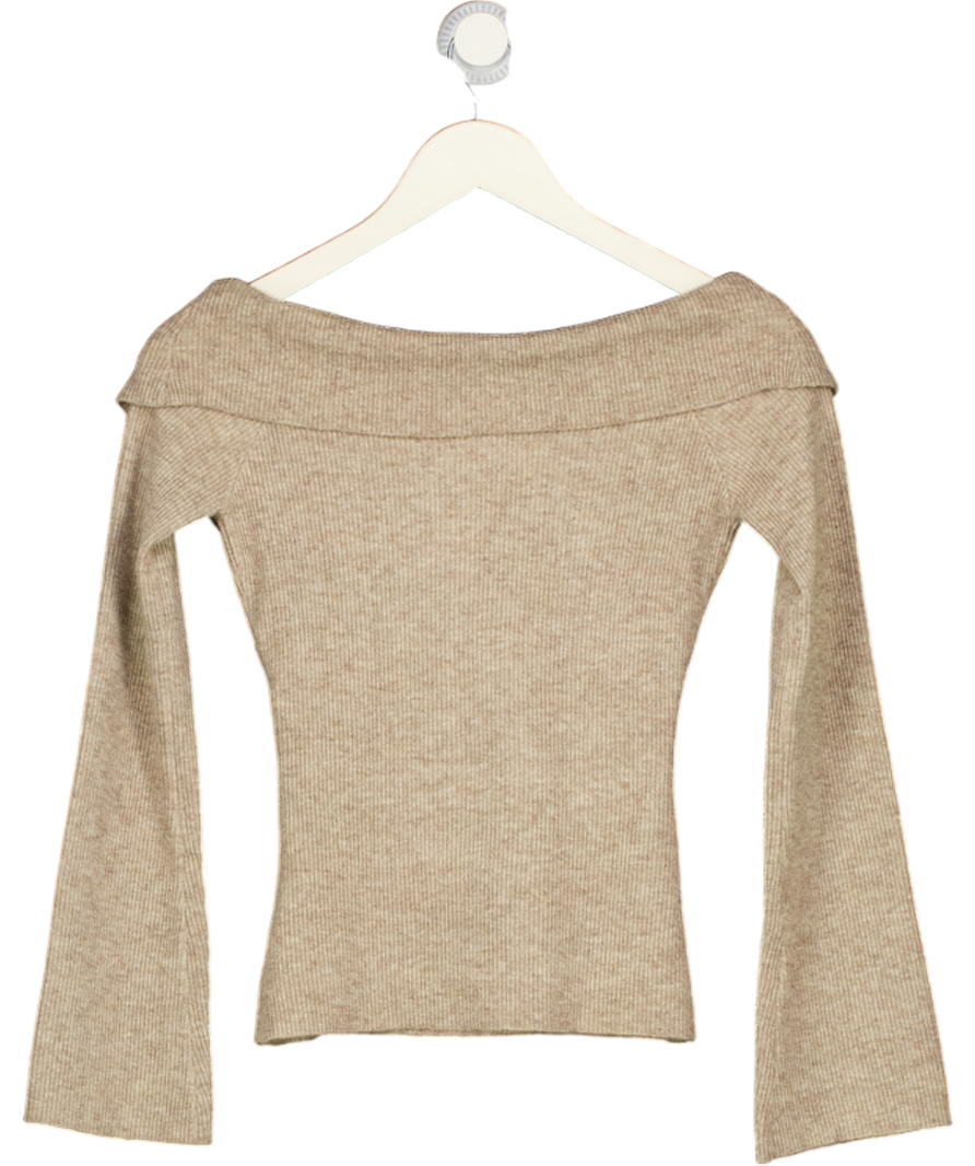PRETTY LAVISH Cream Daphne Cross Over Knit Top UK XS