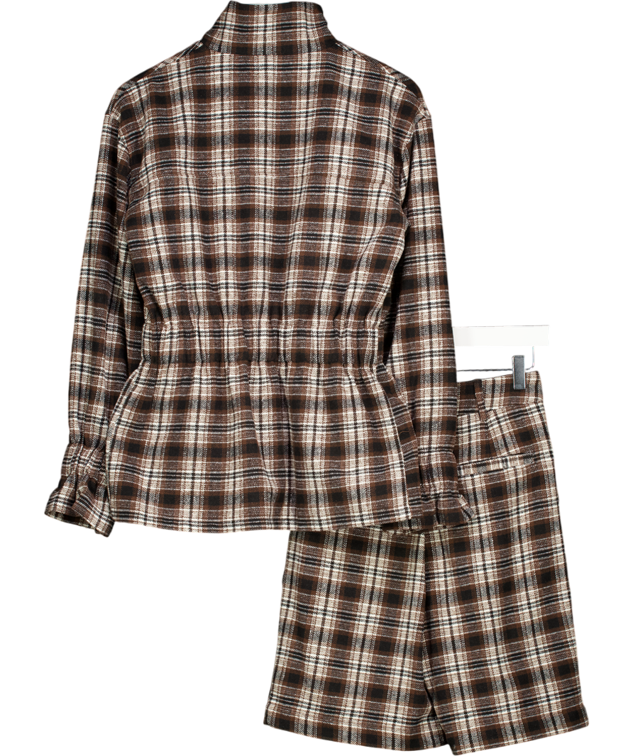 4th & Reckless 2-piece Brown Perry Funnel Neck Jacket & Longline Shorts Set UK 6