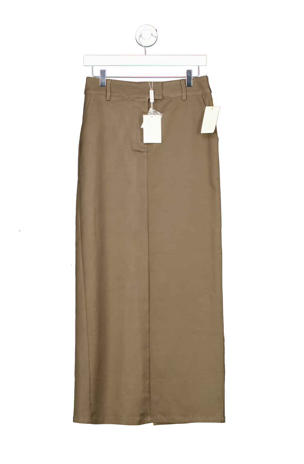 PRETTY LAVISH Khaki Green Brady Tailored Maxi Skirt UK 8