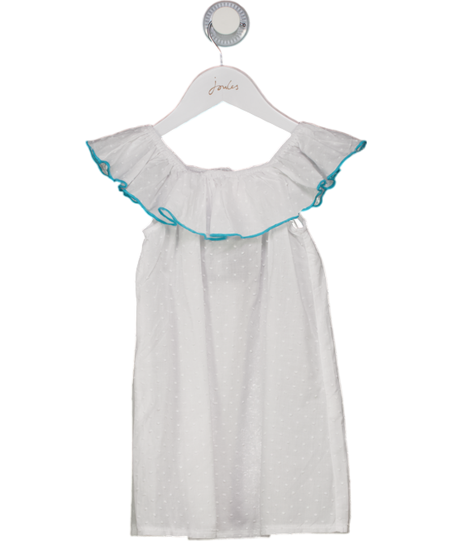 La Coqueta White & Turquoise Cotton Swiss Dot Summer Dress 4 Years