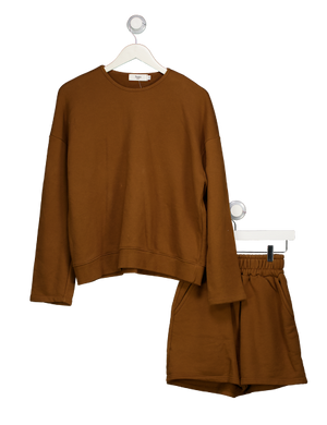THE FRANKIE SHOP 2-piece Brown Cotton Jersey Sweatshirt And Shorts Set UK S