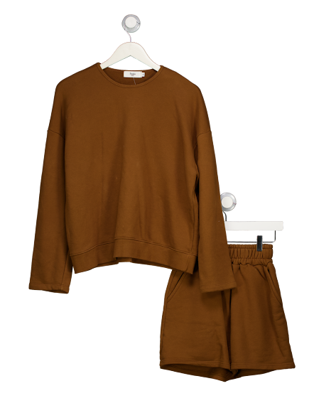 THE FRANKIE SHOP 2-piece Brown Cotton Jersey Sweatshirt And Shorts Set UK S