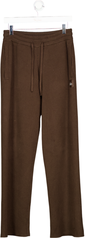alo yoga Brown Scholar Knit High-waist Cargo Trousers UK S