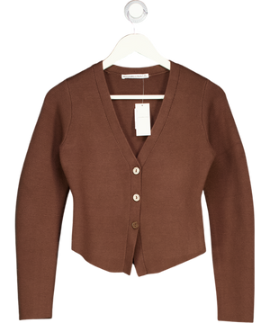 ABERCROMBIE & FITCH Brown Viscose Blend Fitted Cardigan UK XS