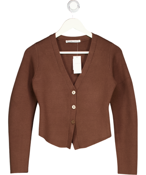 ABERCROMBIE & FITCH Brown Viscose Blend Fitted Cardigan UK XS