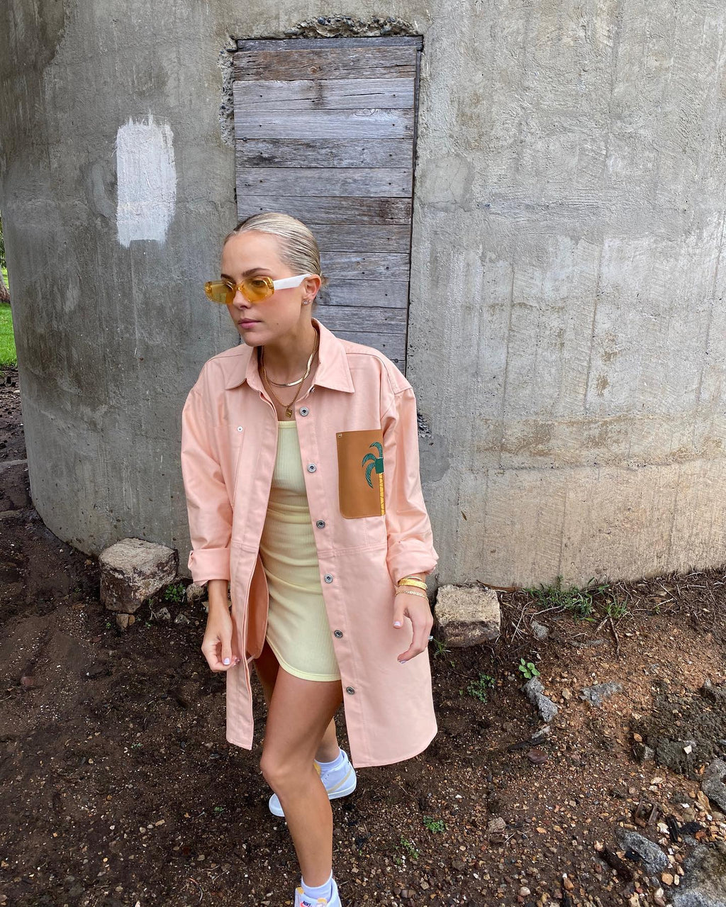 Loewe Pink X Ken Price La Palme Denim Leather Logo Patch Overshirt UK 6