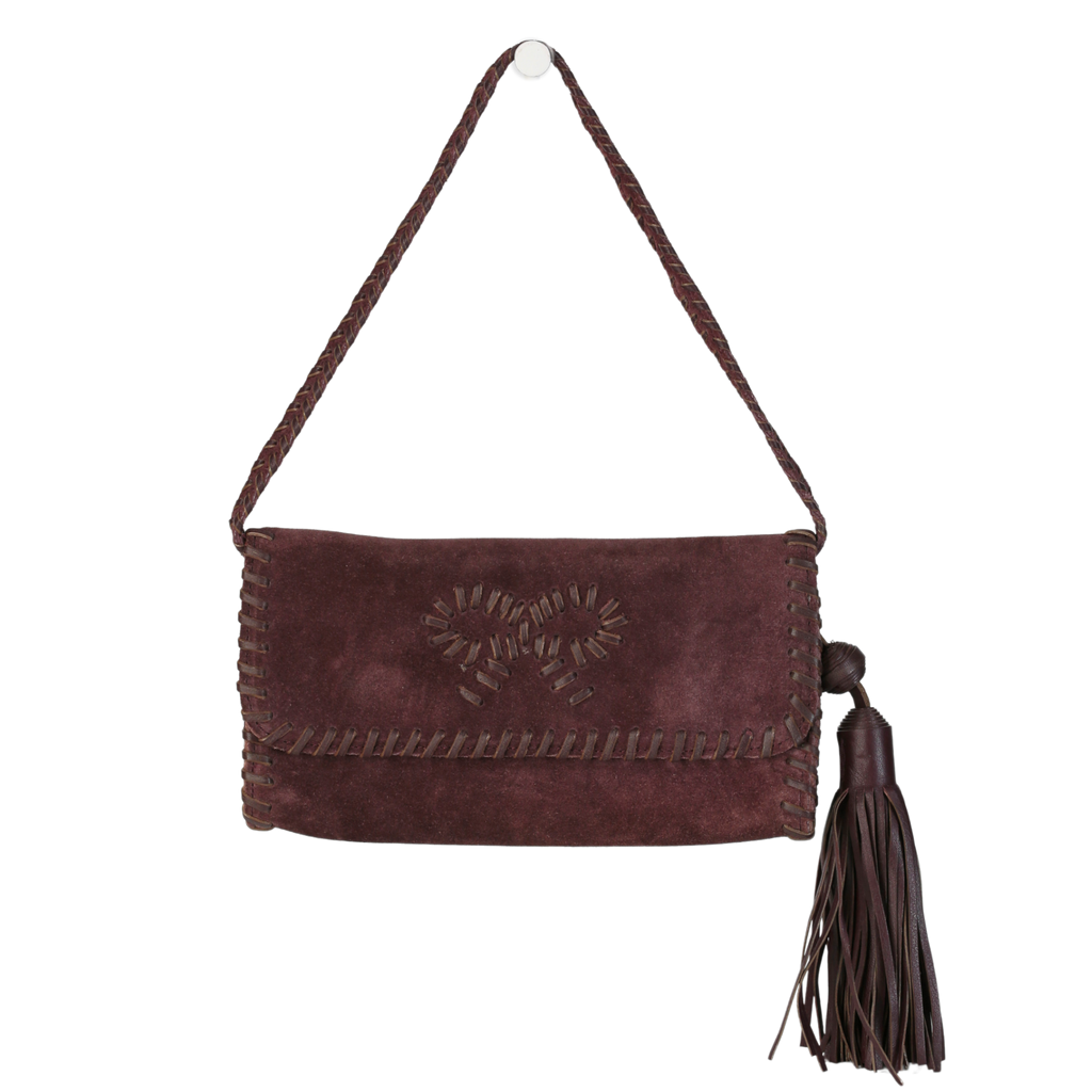 Anya Hindmarch Purple Suede Bow detail Shoulder Bag