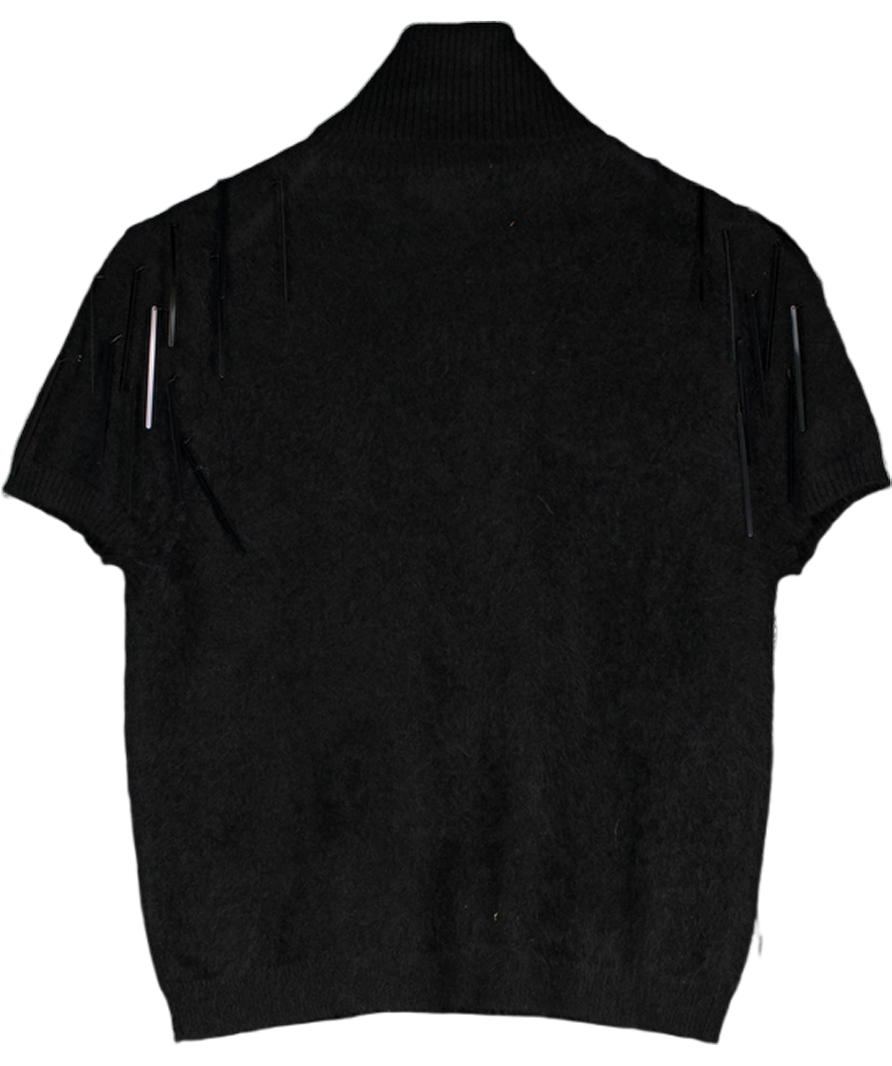 M&S Black X 16 Arlington  Pure Cashmere Embellished Roll Neck Top UK M