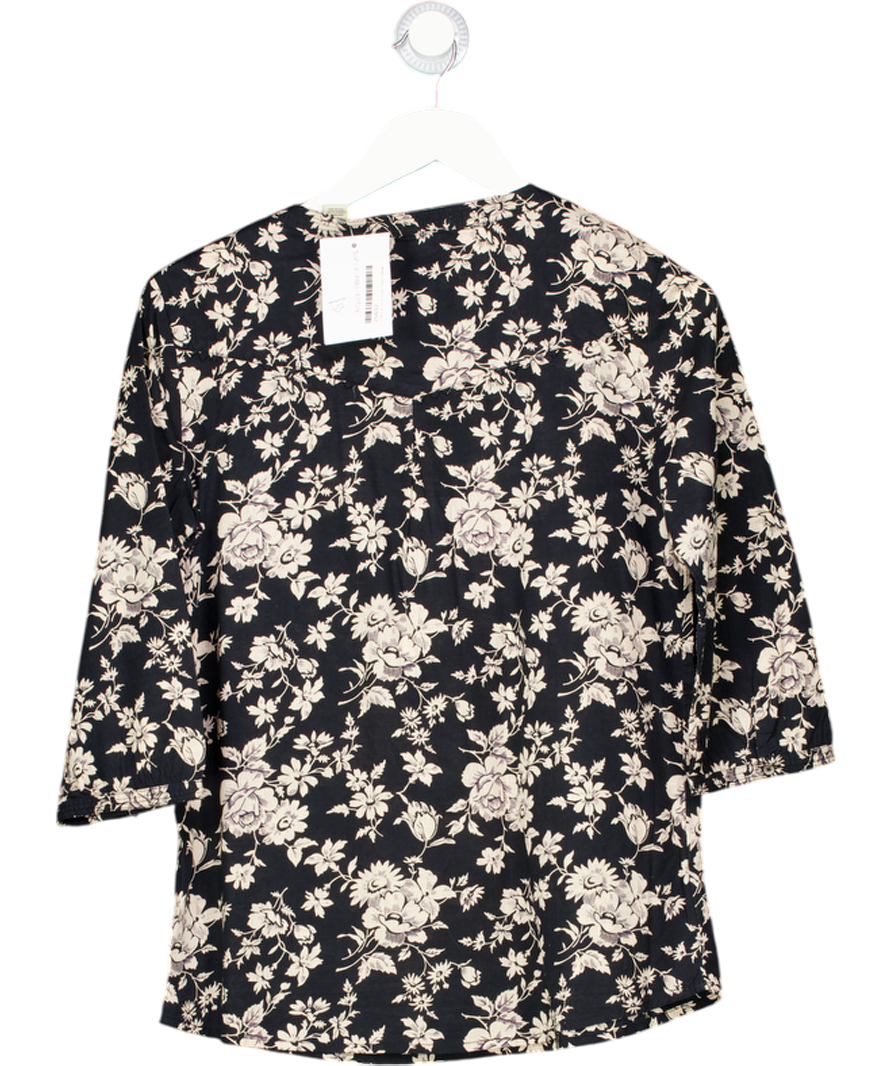 Maison Scotch Black 3/4 Sleeve Foral Beaded Blouse UK S
