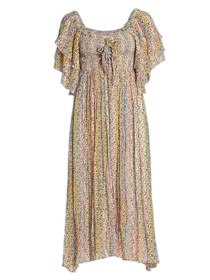 byTIMO Multicoloured Memory Lane Georgette Tieband Dress UK M