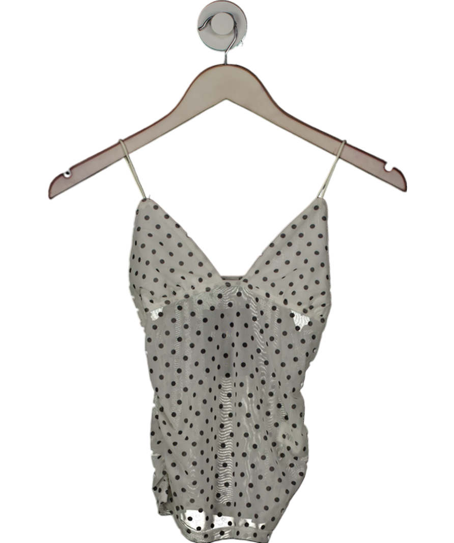 ZARA White / Black Mesh Polka Dot Cami Top UK S