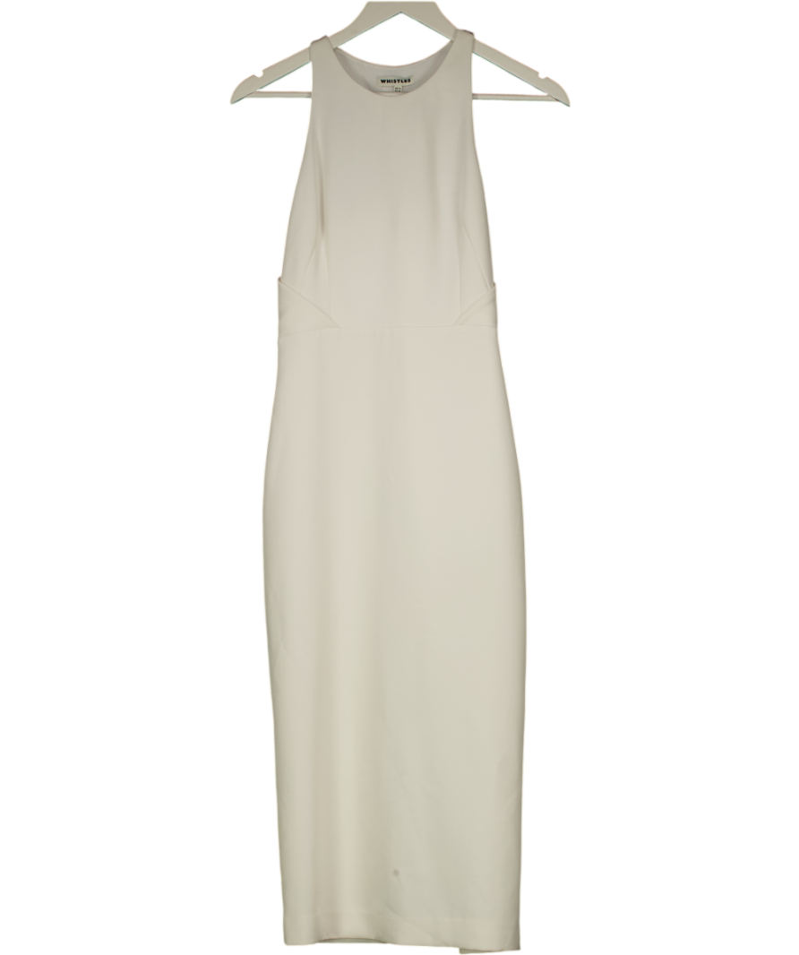 Whistles Cream High Neck Midi Dress With Geometric Back Detail UK 10
