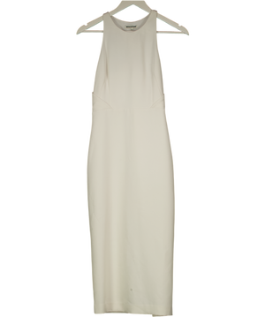 Whistles Cream High Neck Midi Dress With Geometric Back Detail UK 10